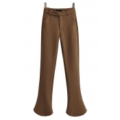 Stylish Ladies Pants Plain High Waist Zipper Closure Slim Fit Long Length Bootcut Pants
