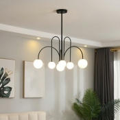 6-Light Hanging Light Fixture Traditional Style Globe Shape Metal Pendant Lighting