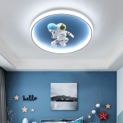 Modern Style Circle Flush Light Fixtures Acrylic 1-Light Flush Mount Lamp in Blue