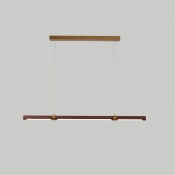 Wood Linear Modern Lighting Chandelier LED Minimalism Island Pendant Lights for Living Room