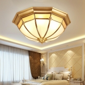 Metal Dome Flush Mount Lighting Traditional Style 1 Light Flush Mount Ceiling Fixture in Gold