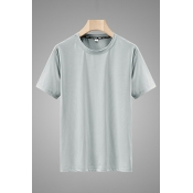 Men's Simple T-Shirt Solid Color Short Sleeve Round Neck Regular Fit T-Shirt