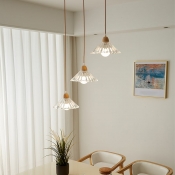 Wooden Pendant Light Fixtures 3 Bulbs with Glass Shade Suspension Pendants