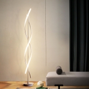 Spiral Line Acrylic Standing Lamp Modernism LED White Floor Lighting in White/Warm Light