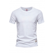 Trendy Plain T-Shirt Short Sleeve Round Neck Regular Fit T-Shirt for Men