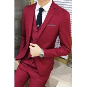 Men Casual Plain Suit Blazer Lapel Collar Button Closure Pocket Detail Suit Blazer