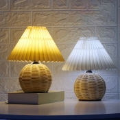 1-Light Table Lamps Contemporary Style Cone Shape Rattan Nightstand Lamp