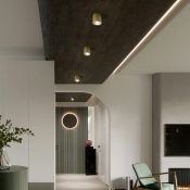 1-Light Flush Light Fixtures Contemporary Style Cylinder Shape Metal Ceiling Mount Chandelier