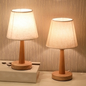 1-Light Table Lamp Contemporary Style Cone Shape Wood Nightstand Lamp