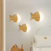 Art Deco Fish Sconce Light Fixture Acrylic and Wood Wall Sconce Lighting