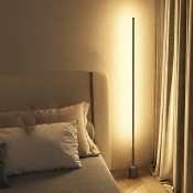 1 Light Cylinder Nightstand Lamp Modern Metal Floor Light in White