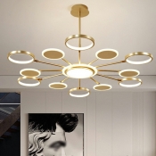 11-Light Hanging Ceiling Light Modern Style Circle Shape Metal Chandelier Lighting