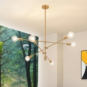 8 Lights Gyro Chandelier Light Modern Style Glass Chandelier Lamp in Gold