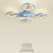 Blue Ceiling Fans 4-Light LED with Acrylic Shade Fan Lighting