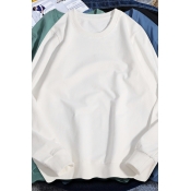 Vintage Sweatshirt Plain Round Neck Rib Cuffs Sweatshirt for Men
