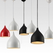 1-Light Ceiling Lamp Minimalism Style Teardrop Shape Metal Hanging Light Fixtures