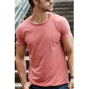 Guys Stylish T-Shirt Whole Colored Crew Neck Short-Sleeved Slim Fit Tee Shirt