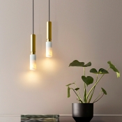 1 Light Mini Hanging Light Modern Cylinder Shape Terrazzo Pendant Light