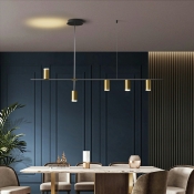 Modern Simple Linear Island Pendant Brass Led Island Light for Bar Dining Room