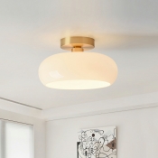 Nordic Style LED Celling Light Modern Drum Shape Glass Flushmount Light