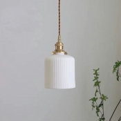 1 Light Hanging Ceiling Lights Modern Style Cylinder Shape Ceramic Pendant Lighting