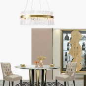 Crystal Wheel Shape Ceiling Lamp Modern LED Dining Room Flush Mount Light