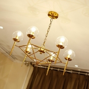 8 Light Pendant Chandelier Modern Style Globe Shape Metal Hanging Ceiling Light