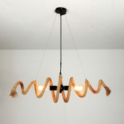 2 Light Island Pendant Lights Industrial Style Rope Shape Metal Hanging Ceiling Light