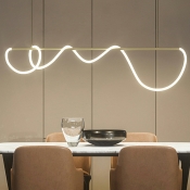 Minimalism Island Lighting Fixtures Gold LED Linear for Dinning Room