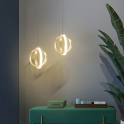 Modern Minimalist Ball LED Chandelier in Gold for Bedroom and Bar
