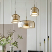 Industrial Glass Drum Hanging Pendnant Lamp Vintage for Living Room