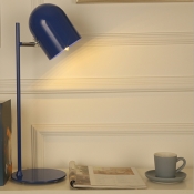 Nordic Minimalist Wrought Iron Table Lamp in Dark Blue for Bedroom and Study