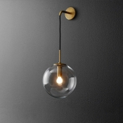 Minimalism Flush Mount Wall Sconce Metal and Globe Glass for Living Room