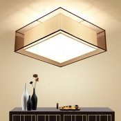 Chinese Style Minimalist Retro Fabric Flushmount Ceiling Light for Study and Bedroom