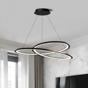 Minimalism Chandelier Lighting Fixtures Black LED Linear for Living Room