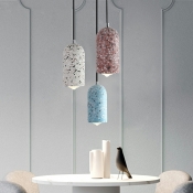 Contemporary Hanging Pendnant Lamp Stone Drumfor Living Room