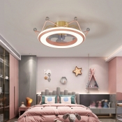 Minimalism Ceiling Fans Basic LED Metal Creative Round for Kid's Room
