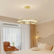 3 Lights Minimalistic Style Crown Shape Metal Chandelier Pendant Light