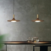 Contemporary Pendant Lighting Fixtures Wood Saucer for Dinning Room