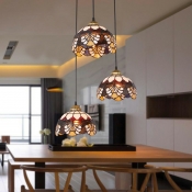 3 Light Tiffany Stained Glass American Style Multi Light Pendant for Living Room