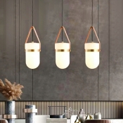 Jar White Glass Shade 1 Light Kitchen Hanging Ceiling Light with Belt