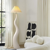 1 Light Modern Style Mushroom Shape Fabric Floor Lamp in White