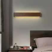 Sleek Linear Brown Wood Wall Sconce with Bright Up & Down Lighting