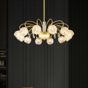 Glamorous Gold Glass Chandelier with Clear Glass Shades and Adjustable Hanging Length