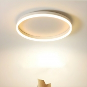 Modern Metal LED Flush Mount Ceiling Light with White Acrylic Shade - Ideal for Residential Use
