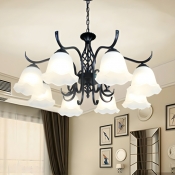 Industrial Metal Chandelier with White Glass Shades - Perfect for Residential Use