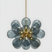 18-Light Modern Bi-pin Chandelier with Clear Glass Shades and Globe Shape