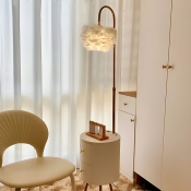 Elegant Feather Globe Floor Lamp - Adjustable Height Floor Lamp