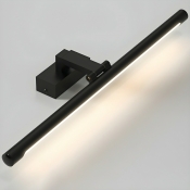 1-Light Metal Vanity Light with Integrated LED and White Shade in Straight Shape