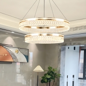 Geometric Crystal Chandelier with LED Bulbs for Modern Homes and Adjustable Hanging Length
